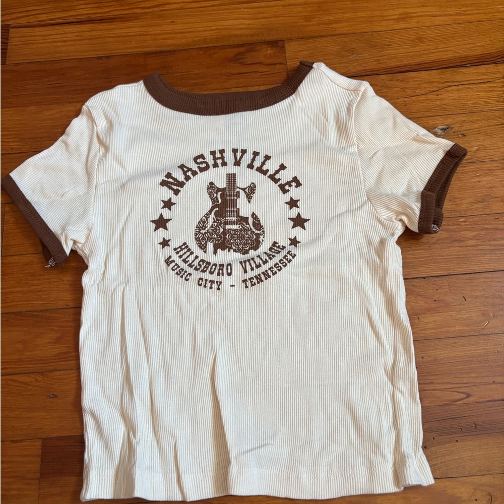 Women's Nashville Graphic Crop Top - White and Brown